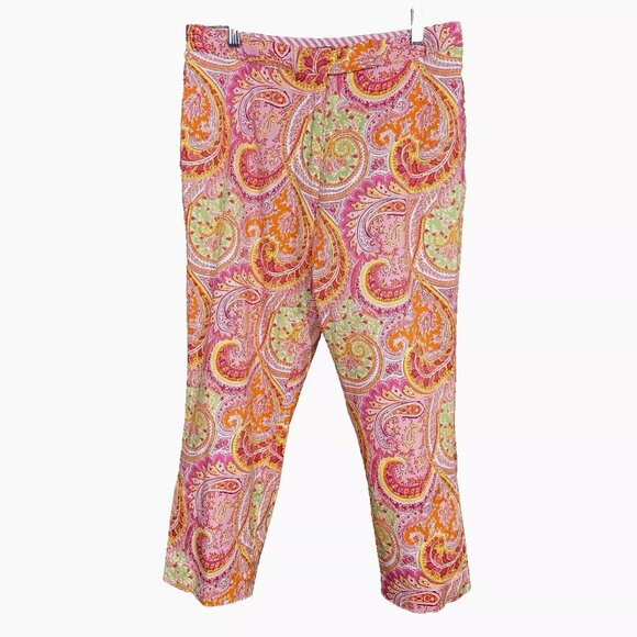 Bushwacker Women's Psychedelic Artsy Boho Chic Paisley Print Capri Pants Size 10 - Picture 1 of 7